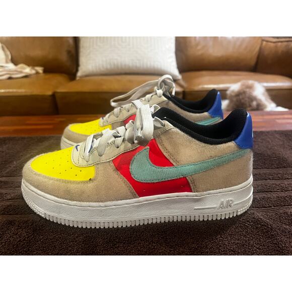 Nike Air Force 1 Low GS Multicolor Sneakers Shoes Removable Swoosh Kid Youth 4Y - Picture 2 of 10